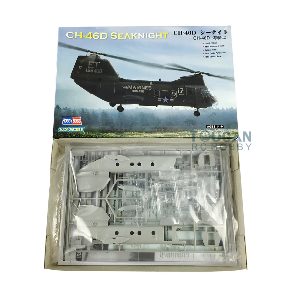 Trumpeter 1/72 Aircraft Hobby Boss 87213 American CH-46D Seaknight Helicopter Plane Model Gift for Boys TH06256-SMT6