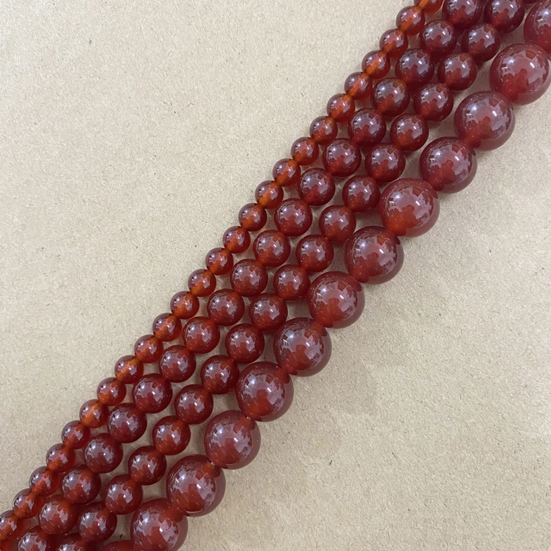 Smooth Red Carnelian Agate Round Gem Loose Beads 15