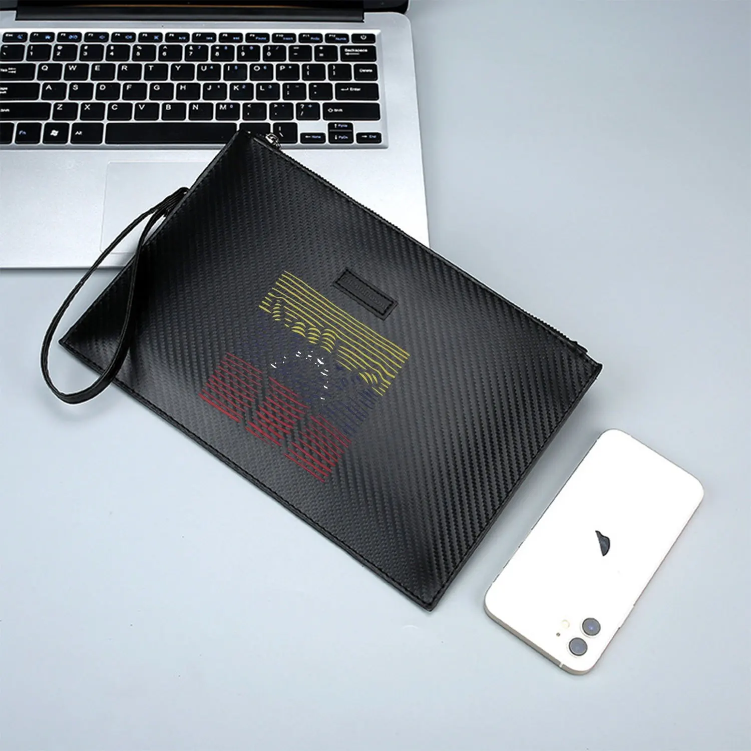 Striscia di onde strati arte astratta Elegante borsa da uomo in PU stampata Alla moda e pratica per il trasporto quotidiano