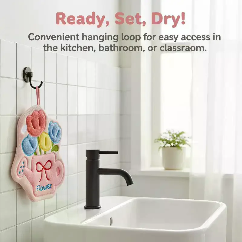 Creative Tulip Hand Towel Handkerchief Kitchen Towels Super Absorbent Towel Hanging Cleaning Cloth Bathroom Kitchen Accessories