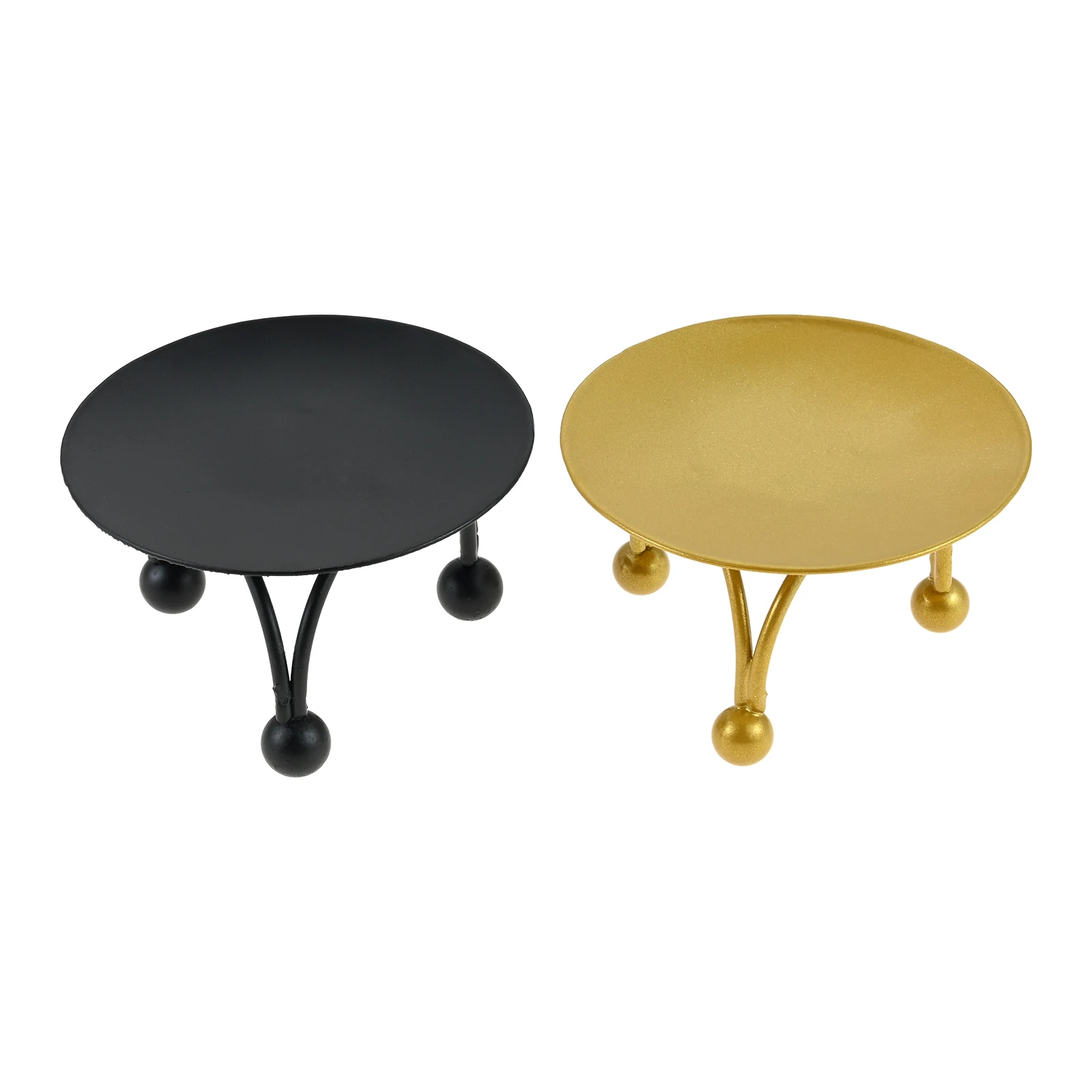 Black/gold Pillar/cup Candle Holder Round Iron Plate Candlestick Tripod Stand Decorating Wedding Festival Party Home Craft Gift