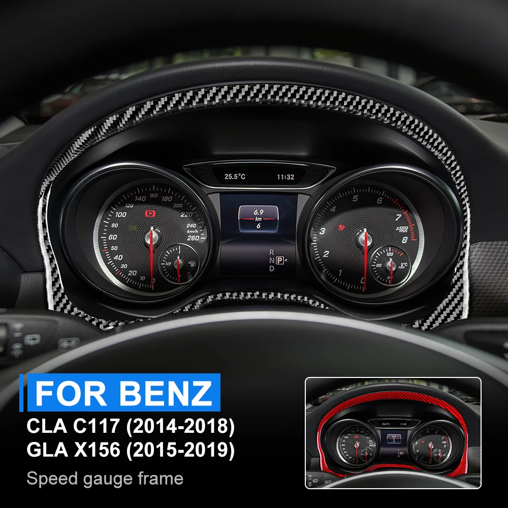 

Real Carbon Fiber Cover For Benz CLA C117 2014-2018 GLA X156 2015-2019 A-CLASS W176 Car Trim Speedometer Frame Sticker Upgrade