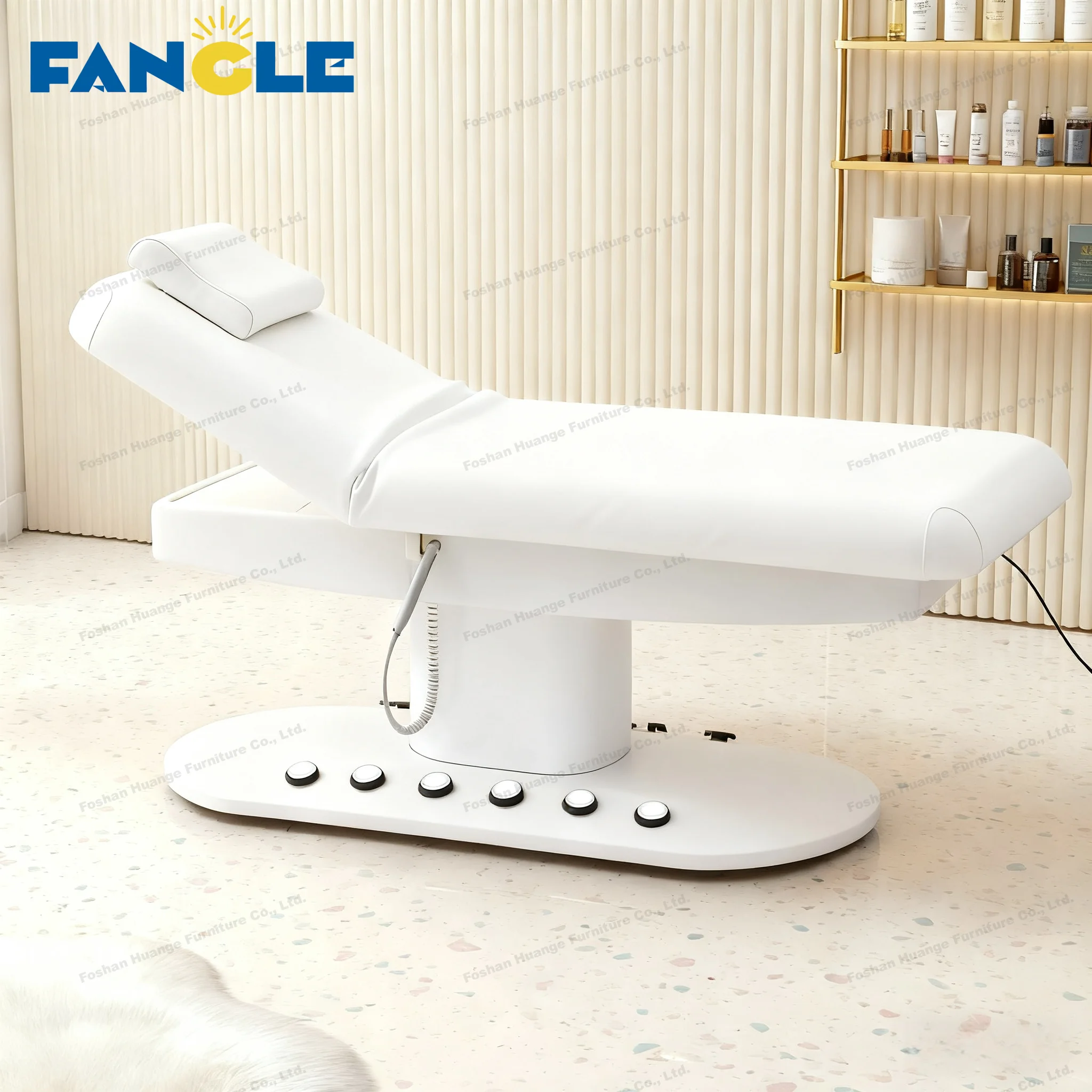 Luxury White Leather Lash Bed  White Base Curve Facial Bed Electric Cosmetic Eyelash Bed Luxury Spa Massage Table