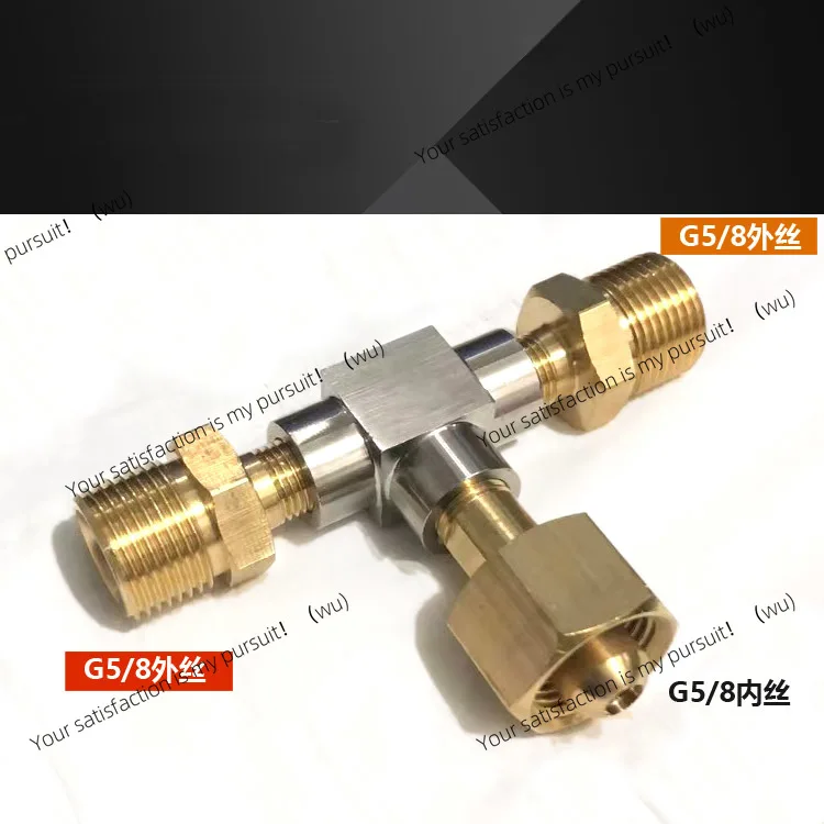 FOR  Gas Cylinder Tee Splitter Adapter, 1‑to‑2 Way Manifold Valve, Oxygen Pressure Gauge Bottle 2‑Output Gas Cylinder Fitting