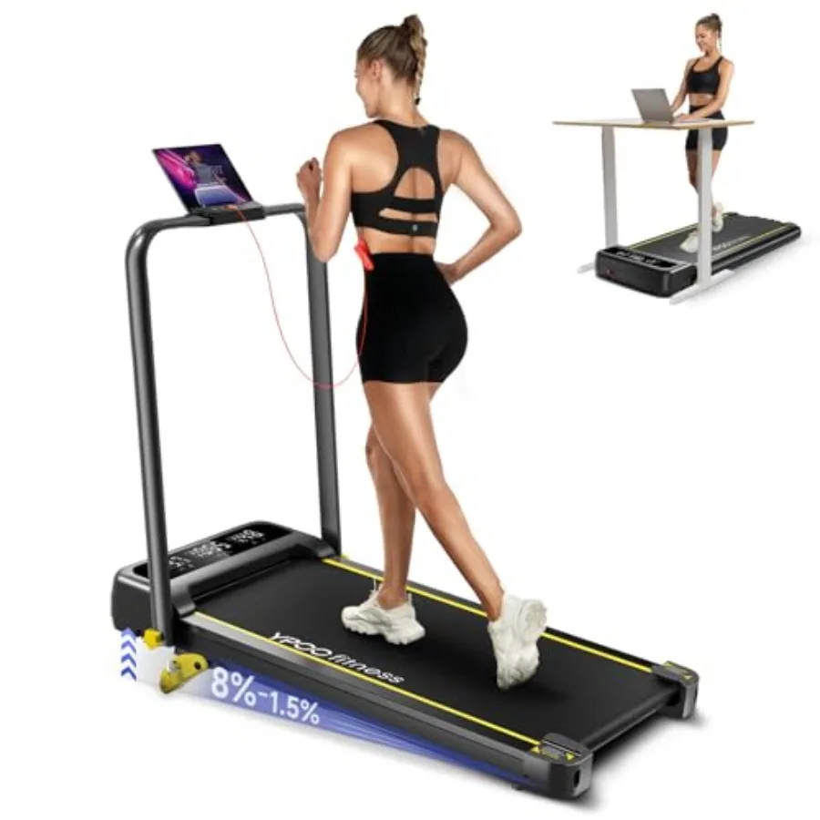 Home/Office Foldable Treadmill with 3-Level Incline Walking Pad Steel Frame Black Quiet Motor Remote Control APP Support