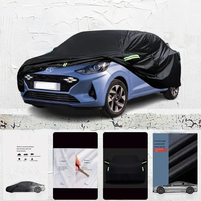 

For hyundai i10 Car cover Exterior Car Cover Outdoor Protection Full Car Covers Waterproof Sunshade Anti UV Snow Cover Black