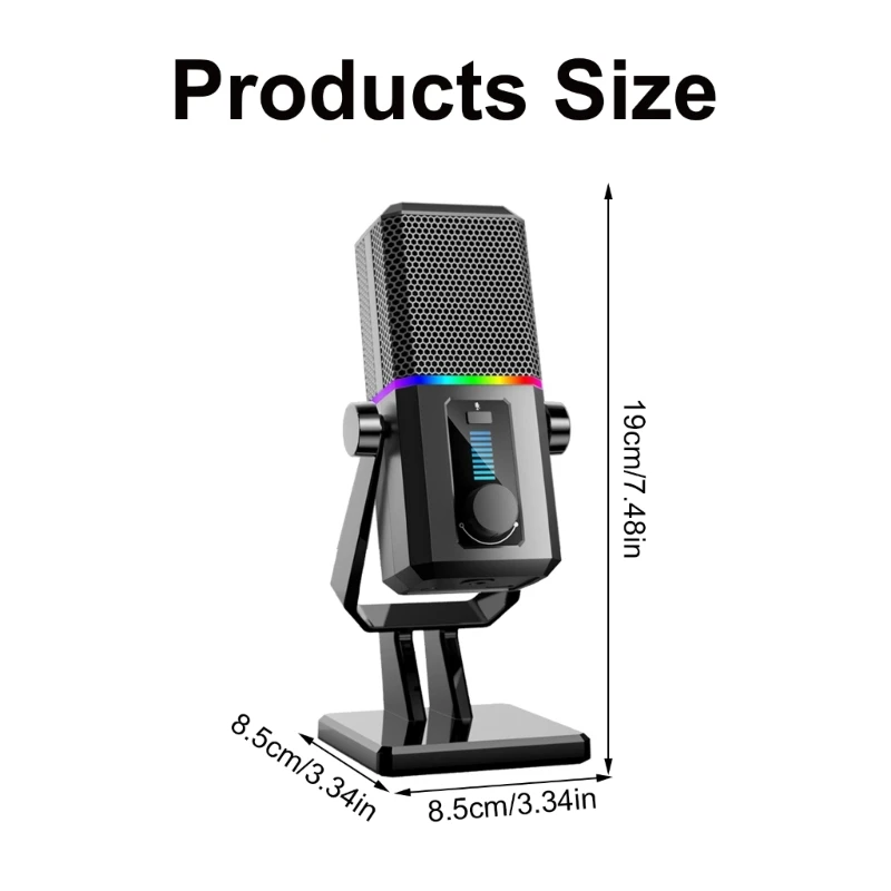 سطح المكتب ميكروفون تسجيل ميكروفون USB أحادي الاتجاه منخفض الضوضاء مع LED #6