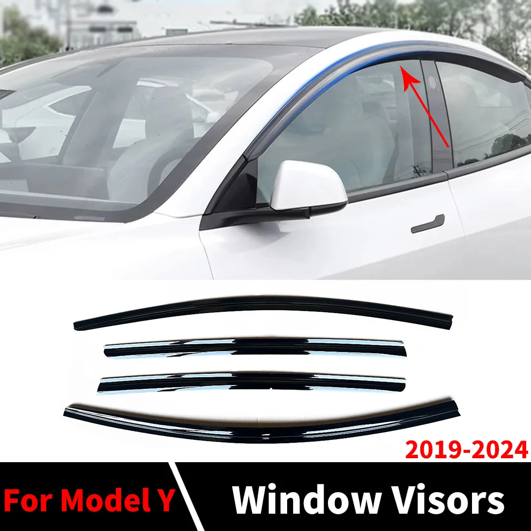 

4PCS Window Visors Shade Modified Styling For Tesla 2019-2023 Model Y Sport Accessories Tuning Wind Deflector Rain Guard Brow