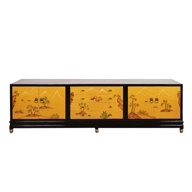 

New Chinese painted solid wood TV cabinet, living room home storage locker, French retro old furniture