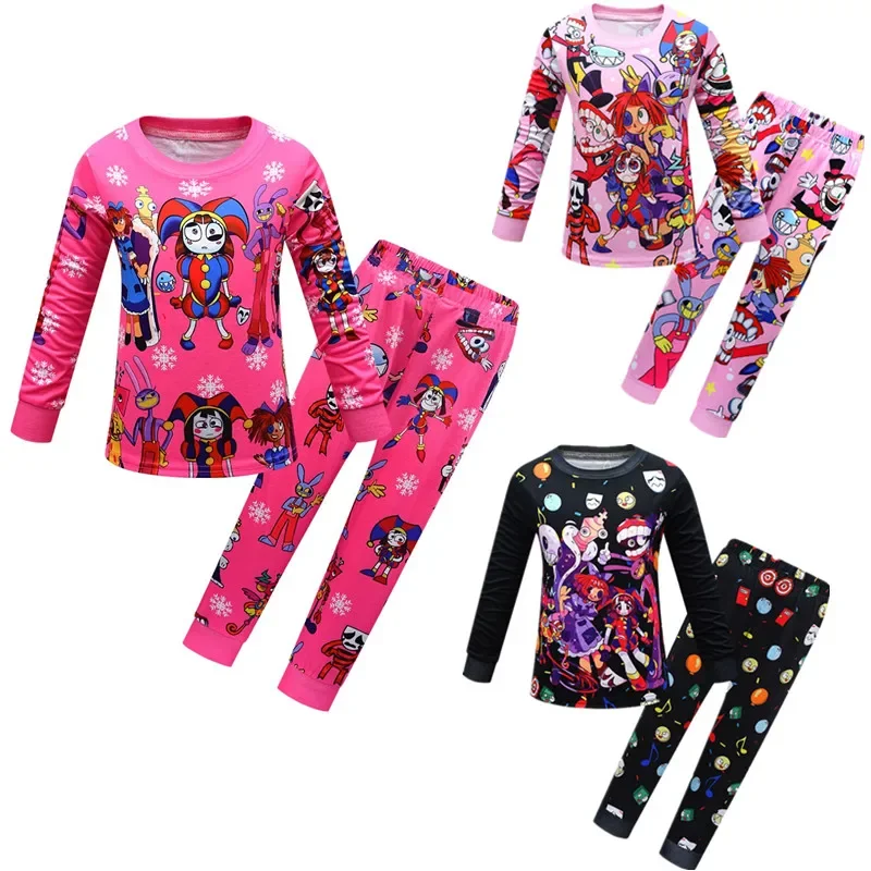 Digital unicorn costume for Kids Cosplay pomni Caine Jax long tshirt pants Boys Girls Pajamas Halloween and cosplay party