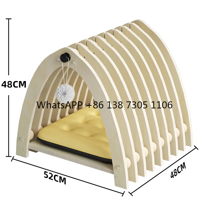 Cat nest universal nest pad triangular fish head cute cat house simple crystal fleece pad pom-pom