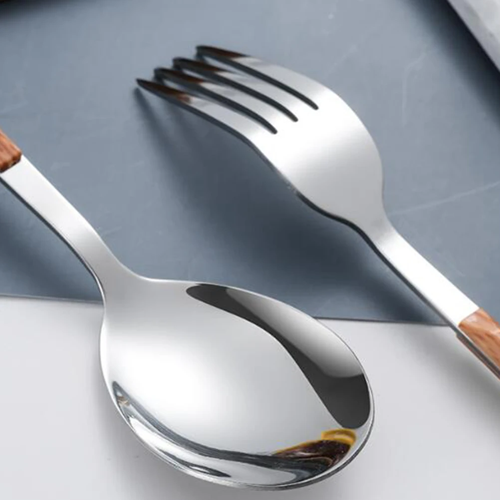 

3Pcs Stainless Steel Flatware Set Rustic Wood Handle Fork Spoon Steak Cutter Portable Dinner Cutlery Set Dinner Forks