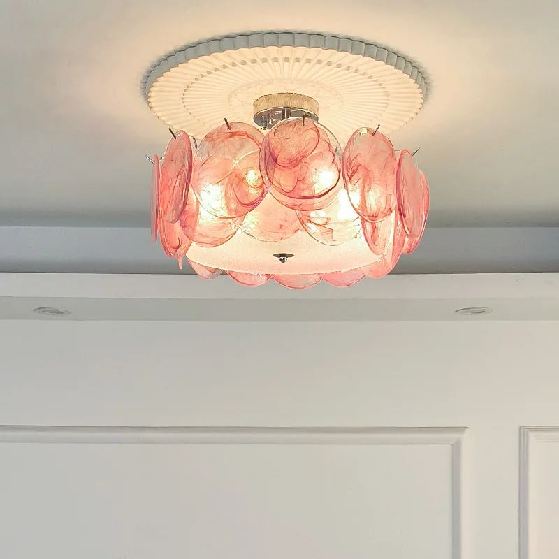 Murano Glass Flush Mount Ceiling Light Modern Colorful Ceiling Chandelier For Living Room Kitchen French Style Bedroom Lighting