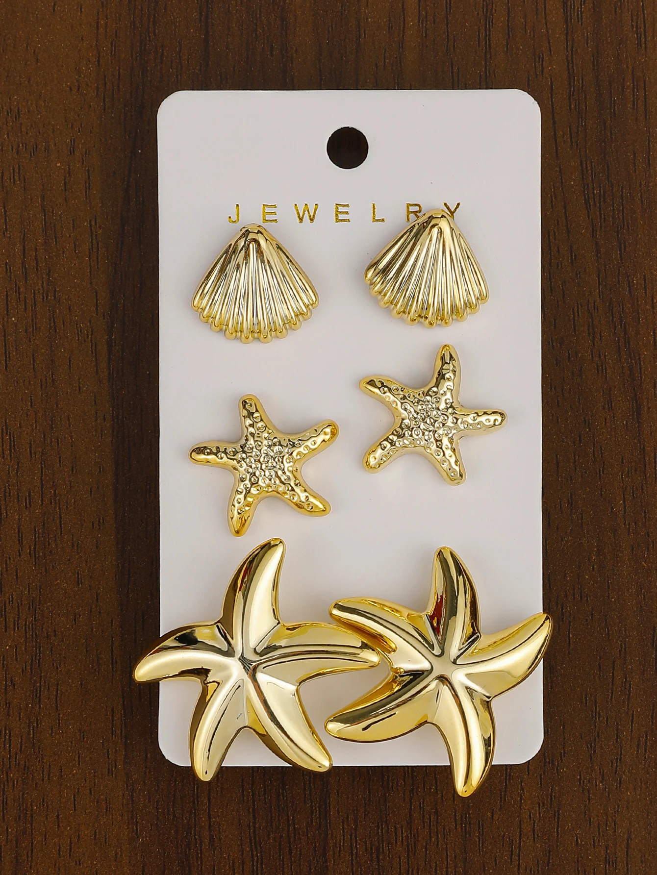 3-12pairs Fashion Minimalist Design, Plastic Material With Starfish, Seashell, Conch Multi-Element Earrings