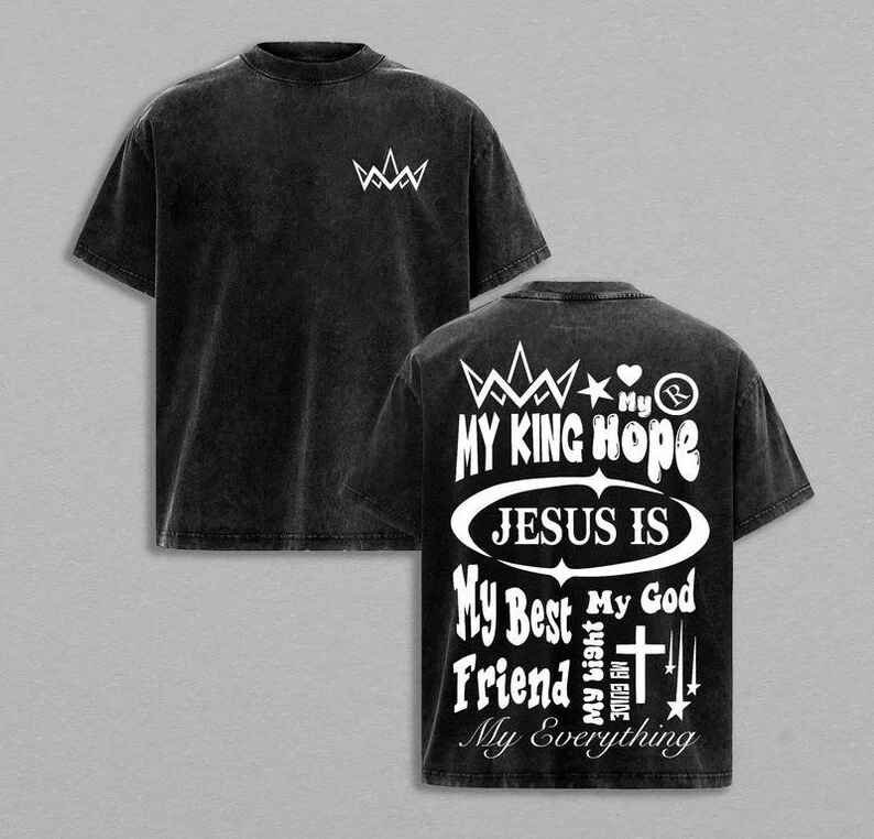 

Футболка «Иисус — король» для стирки в воде, христианская уличная одежда, уличная одежда God Is Good, индивидуальные повседневные топы высокого качества с принтом