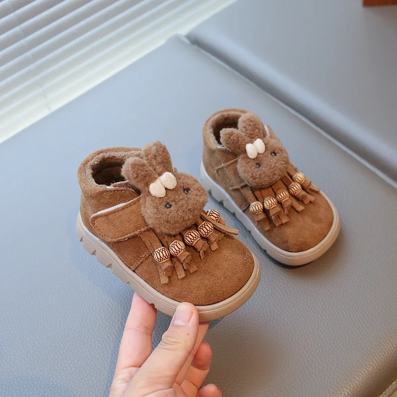 

2025 Children Cotton Short Boots for Girls Winter New Fashion Korean Style Soft Bottom Anti-slippery Versatile Princess Shoes