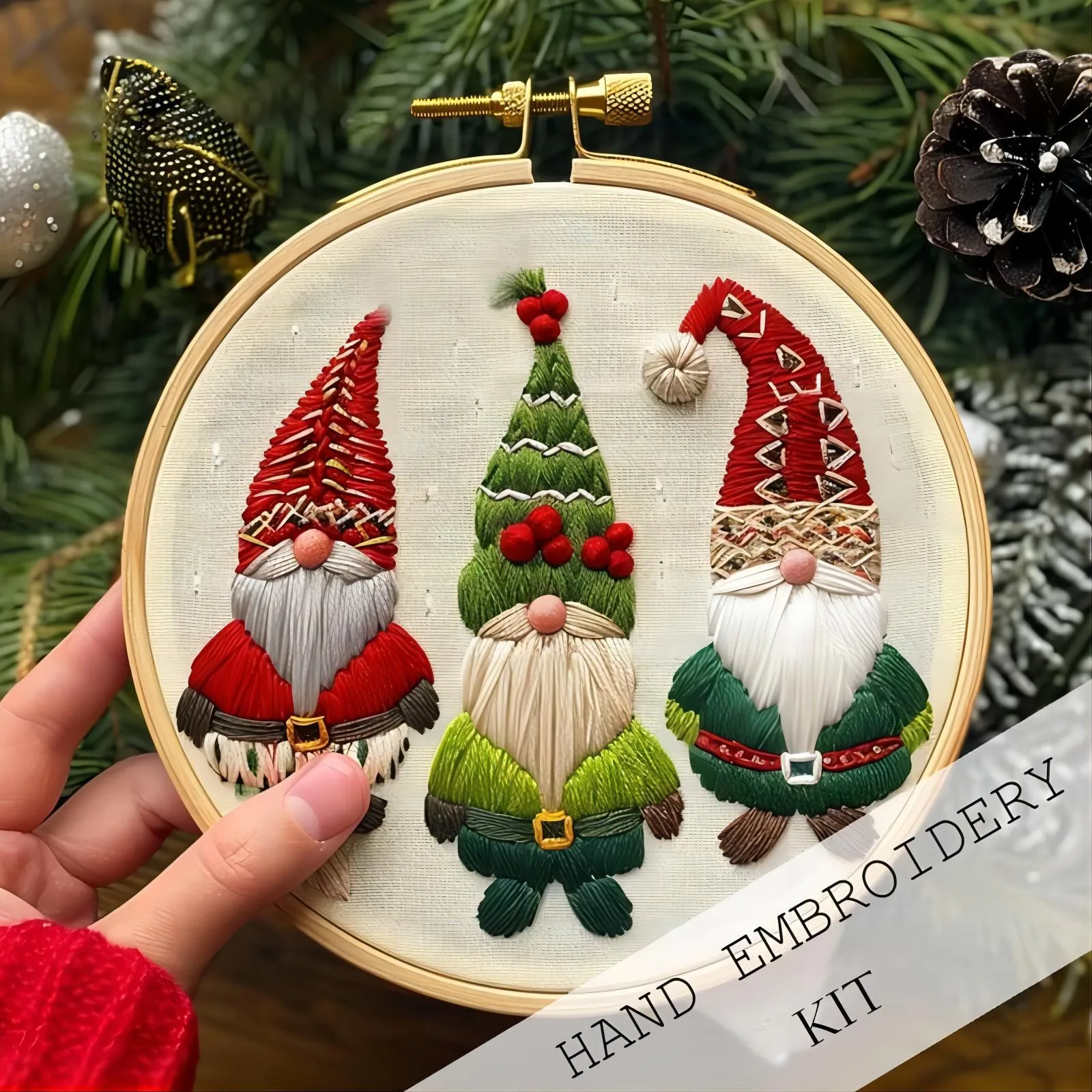 4pcs/set Christmas Embroidery Starter Kit with Instruction Thread Needle Kit Cross Stitch Set Home Party Decor for Beginners