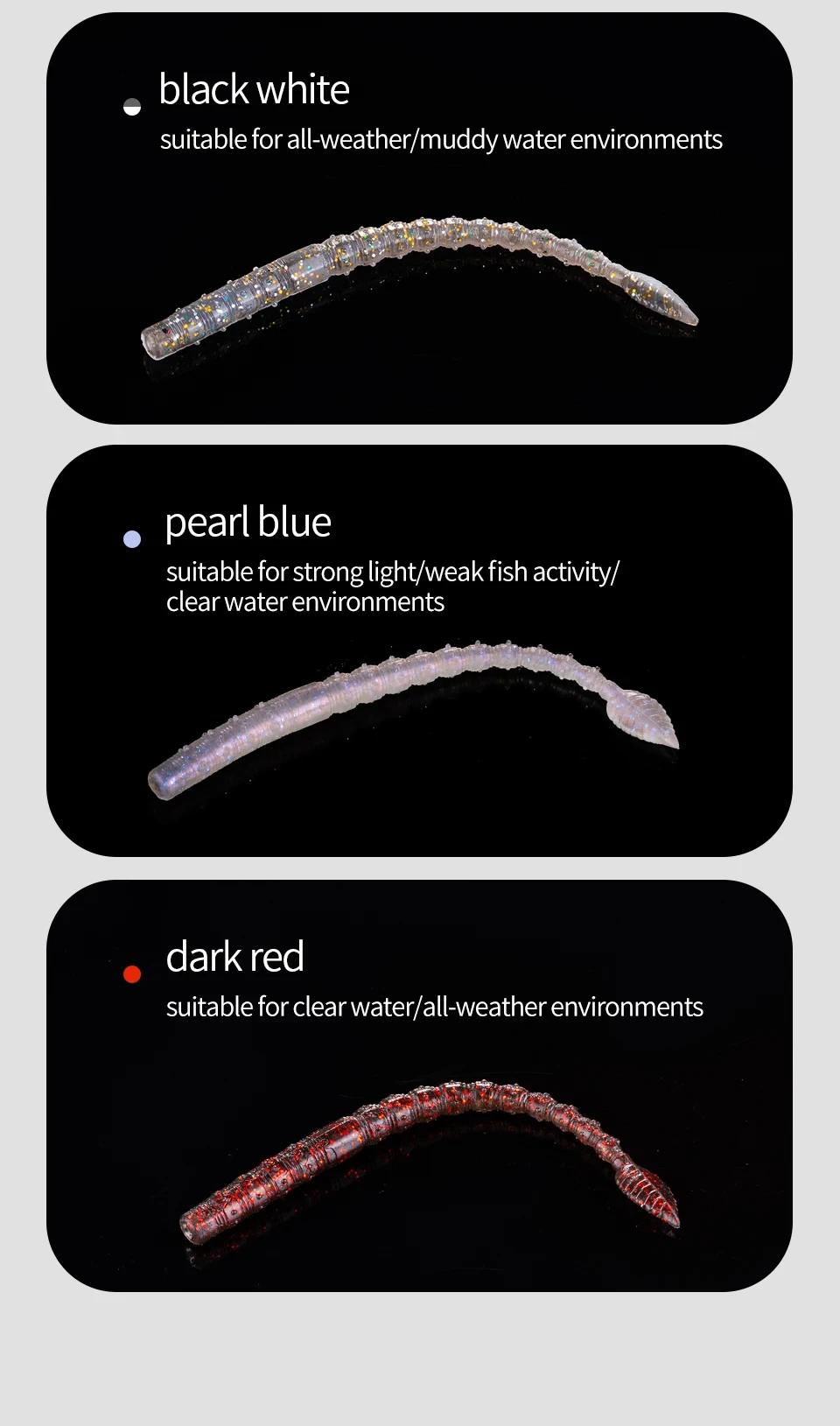 15 teile/paket Schwimmende Angeln Weiche Köder 110mm Pailletten Wurm Silikon Swimbaits Lockt Pesca Bass Karpfen Angeln Tackle Köder – Detail 5