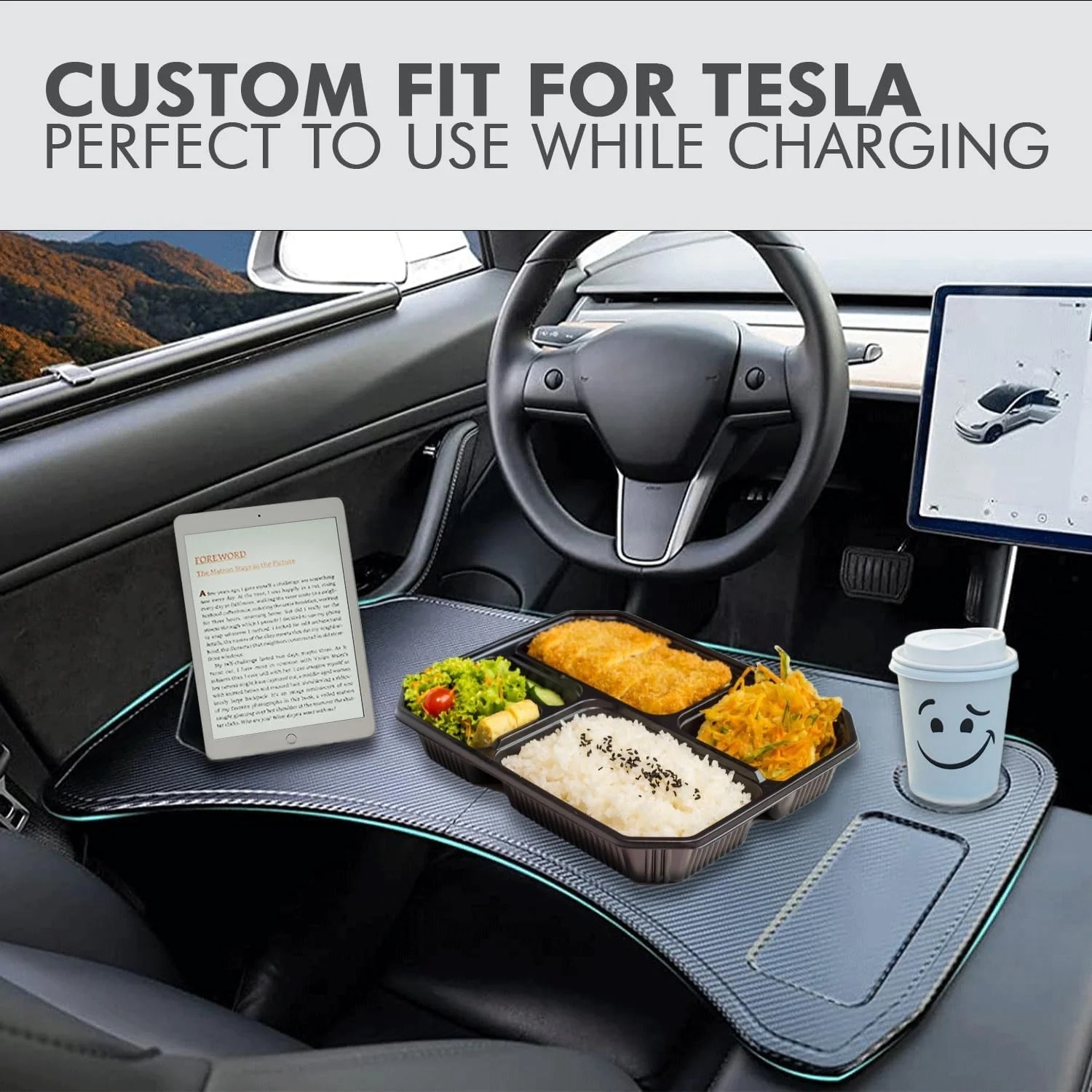 Per Tesla Model 3 Model Y vassoio per alimenti scrivania per Laptop tavolo pieghevole per vassoio per auto per mangiare accessori per vassoio