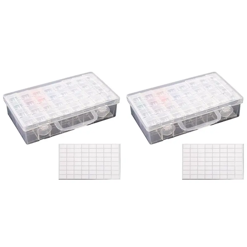 

【LIMITED STOCK】2X 32 Grids Diamond Painting Drill Storage Containers, Diamond Organizer Case Embroidery Beads Storage Box With L