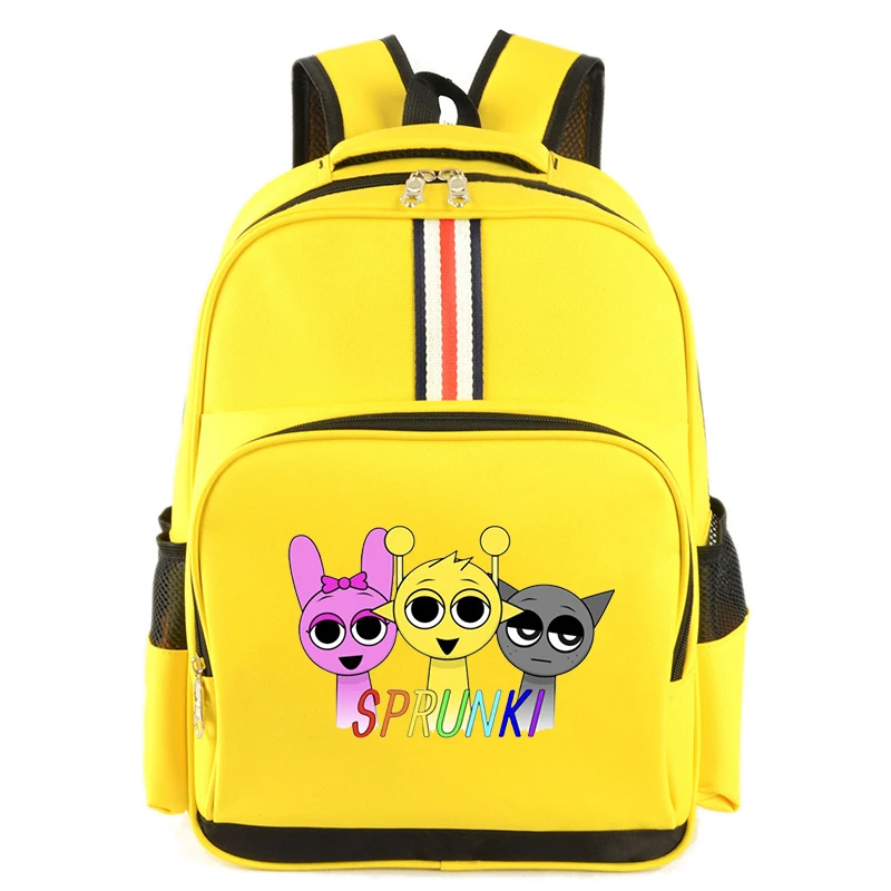 

Новая школьная сумка с героями мультфильмов Sprunki для девочек, школьные сумки с игрой Incredibox, милая детская повседневная сумка для книг, водонепроницаемый рюкзак в стиле аниме для мальчиков