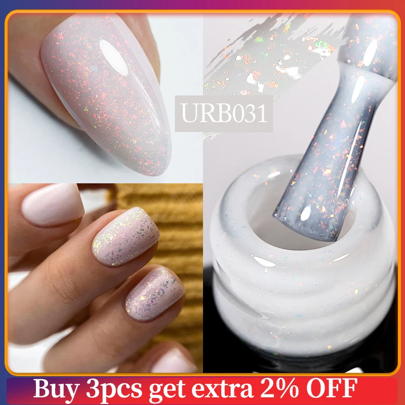 

UR SUGAR 7ml Glitter Rubber Base Gel Aurora Chameleon Pink Gold Flakes Varnish Soak Off Semi Permanent UV Gels Polish