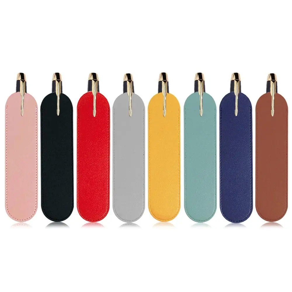 

Stationery PU Leather PU Pencil Bags Solid Color Large Capacity Pen Pouch Pen Holder Office Supplies