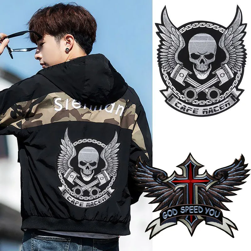 S/L روك الشرير الملابس التصحيح النسر باو التطريز الحديد على بقع للملابس السائق دراجة نارية يزين شارة شريط ملصق #5