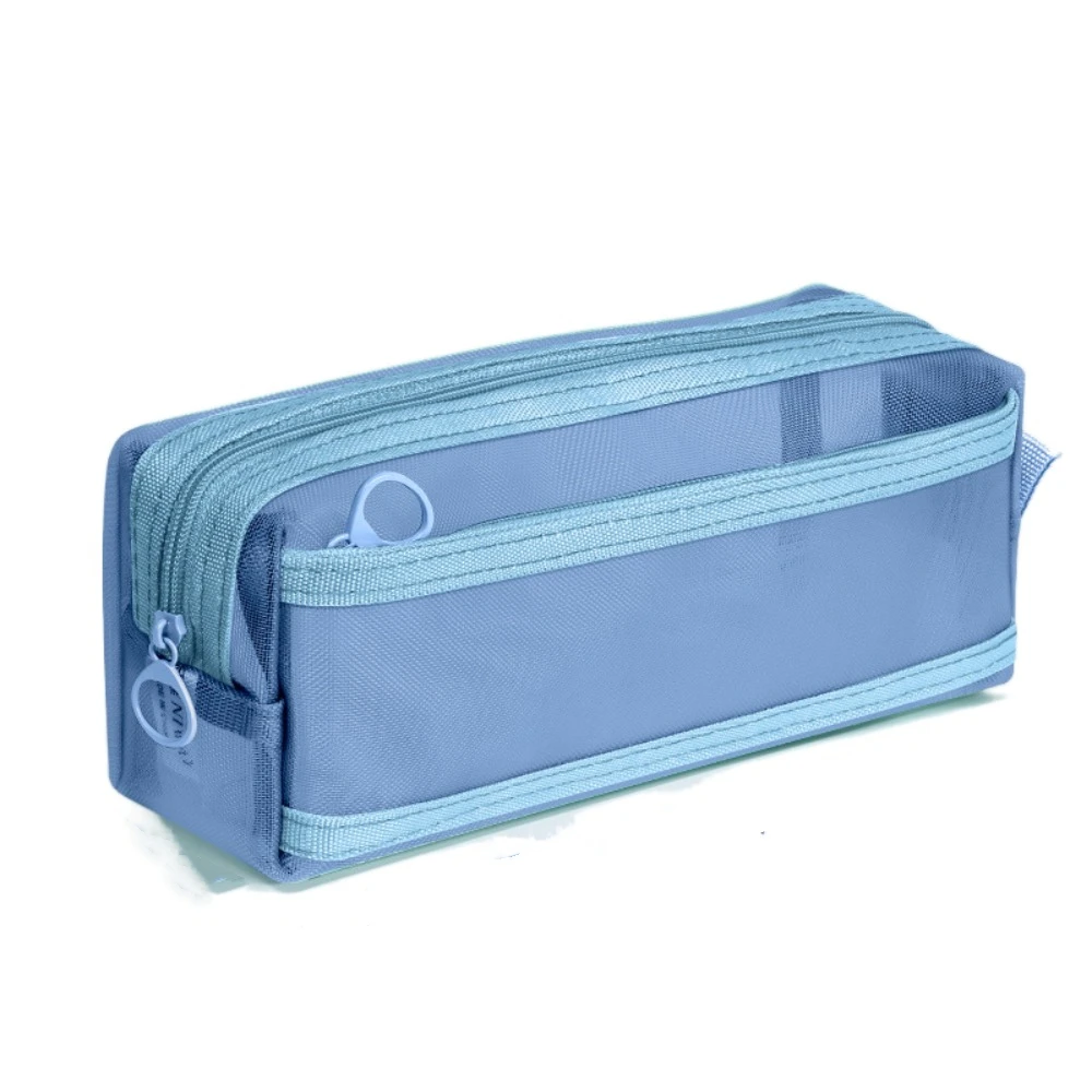

Portable Double Layer Mesh Pen Bag Transparent Durable Pencil Case High Quality Large Capacity Stationery Storage Bag Student
