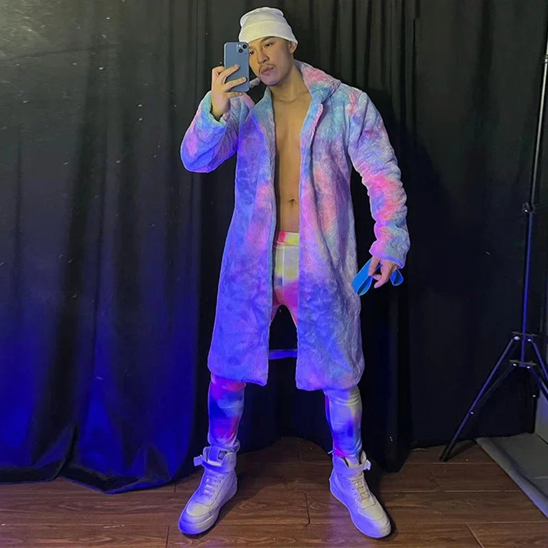 Discoteca Tie Dye Dance Wear, Roupa Gogo Dancer, Roupas Rave de Festa, Roupas Festival, Muscle Man Dancing Stage Costume