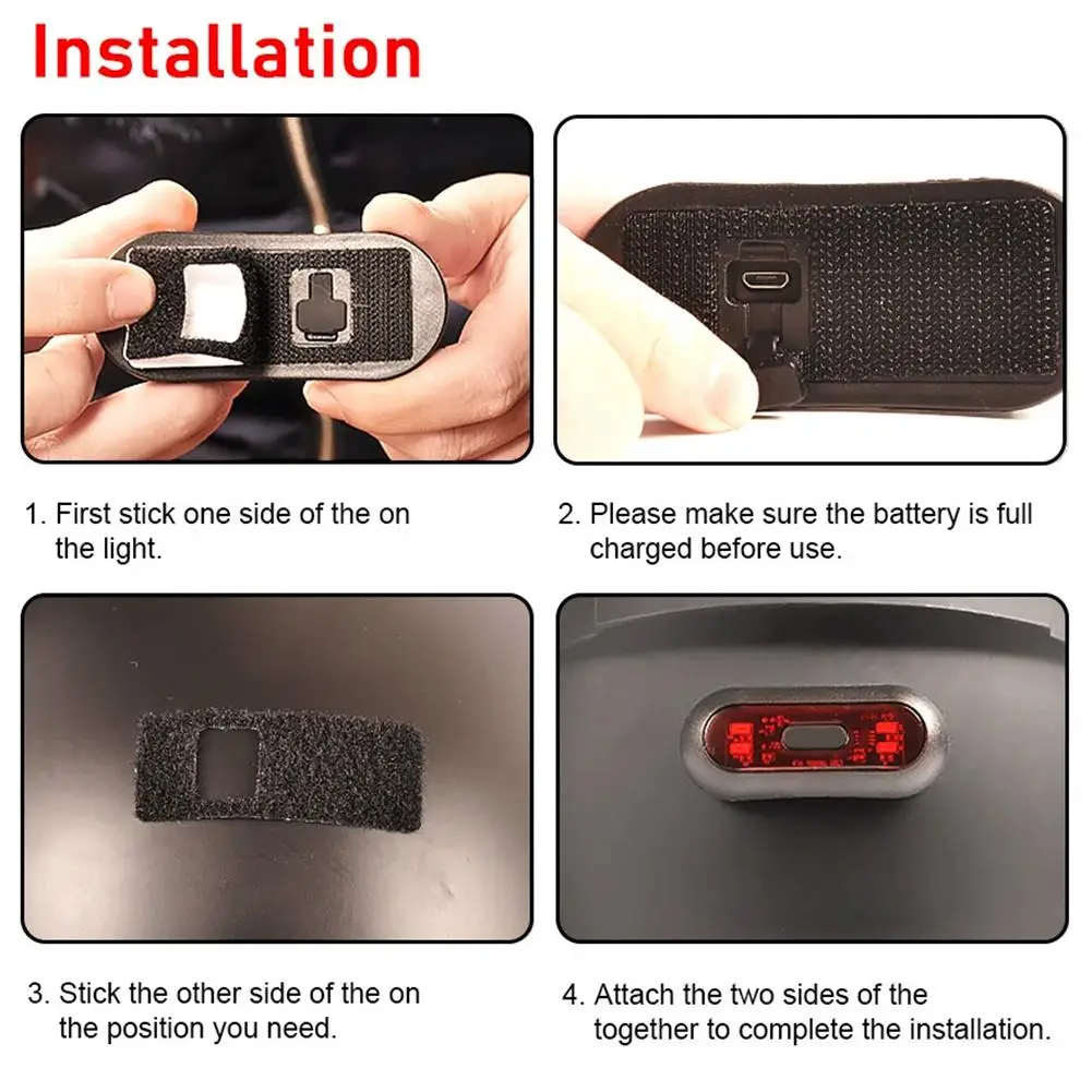 Upgrade 4 Lamp Beads Bicycle Helmet Led Light Rechargeable Safety Taillight Bike Motorcycles Accessories  USB Helmet Light view 4