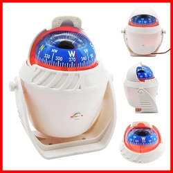 Waterproof Navigation Compass With Electronic LED Light White/Black Sea Pivoting Marine Compass For Boat Yacht Car