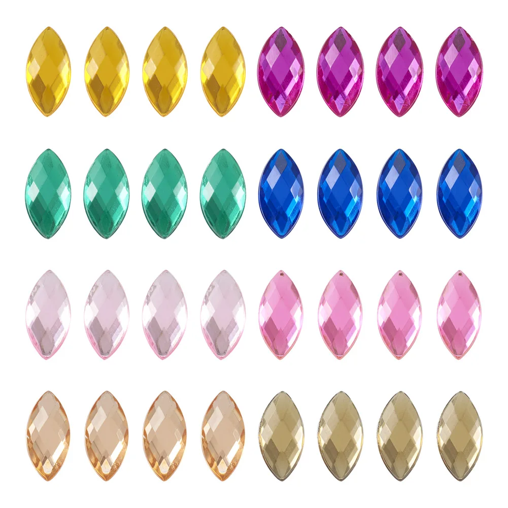 

1600Pcs Transparent Faceted Teardrop Horse Eye Acrylic Rhinestone Flat Back Cabochons for Jewelry Decorate Garment Design