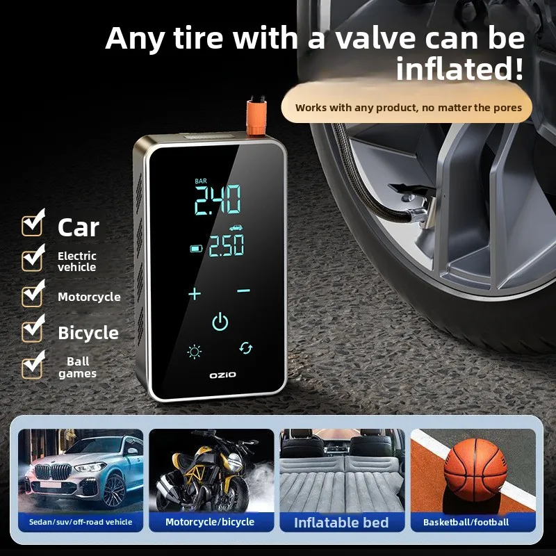 

Portable Wireless Car Air Pump - High-Pressure Electric Inflator for Car & Bicycle Tires