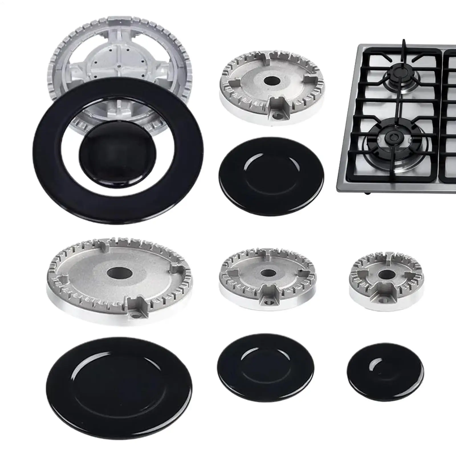 1 Set Cooker Hat Set Stove Lid Upgraded Oven Gas Hob Burner Crown Flame Cap Fits Most Gas Stove Burners Kitchen accessories