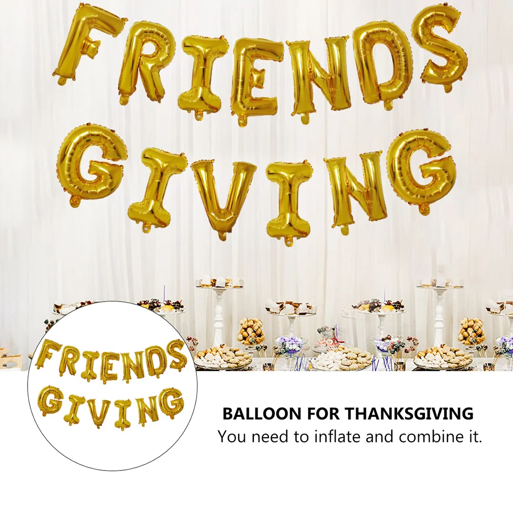 

1Set Aluminium Foil Balloons Friends Giving Letter Set 16in Thanksgiving Party Decoration Photo Background Balloon Banner