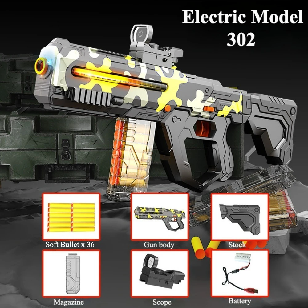 Nueva llegada, metralleta eléctrica/Manual EVA de bala suave para niños, juego de disparos al aire libre para regalos de cumpleaños