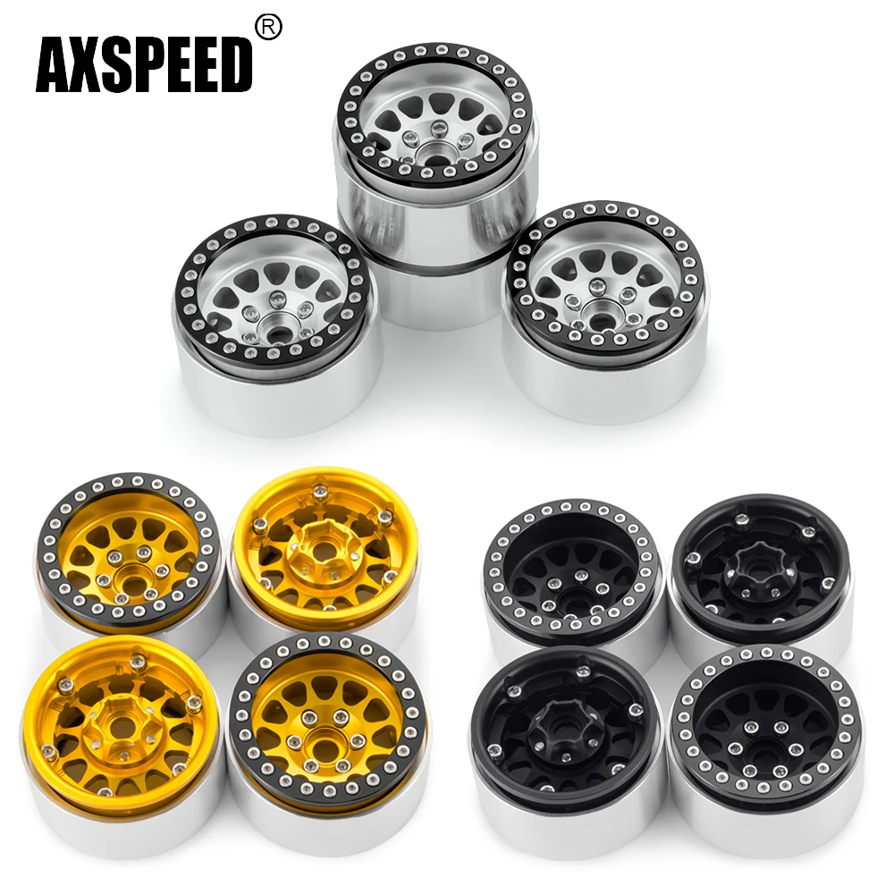 AXSPEED 1.9inch Aluminum Alloy Beadlock Wheel Rims Deep Dish Negative Offset 10mm for Axial SCX10 90046 TRX-4 1/10 RC Car Parts