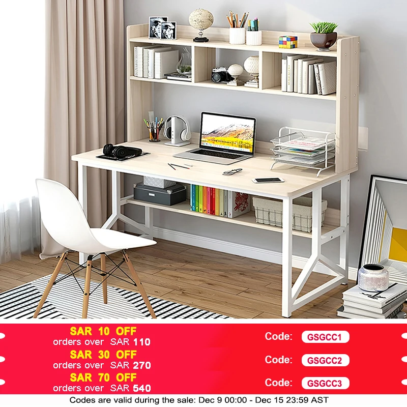 Computer Desk with Bookrack Home Office Desk Study Table with Bookshelf 120 L 60 W 141.5 H cm