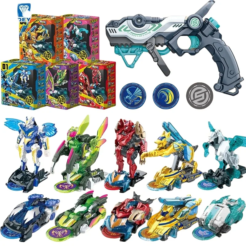 Screechers Wild 5: Coches de Transformación, Juego de Coches de Deformación de Alta Velocidad, Figuras de Acción Giratorias con Código de Cristal Misterioso, Juguetes para Niños