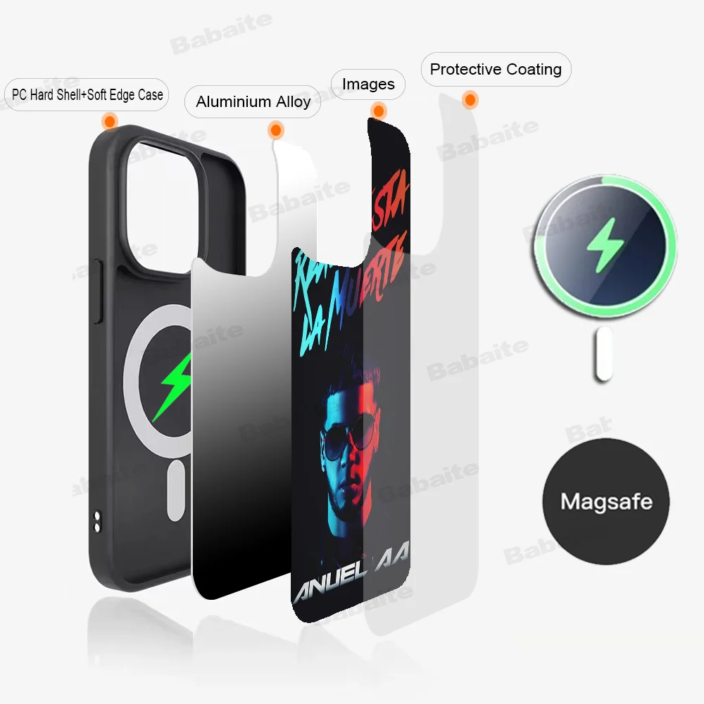 Anuel AA Phone Case Magnetic Case For iPhone 14 13 12 11 15 Pro Max Plus Mini For Magsafe Wireless Charge Cover