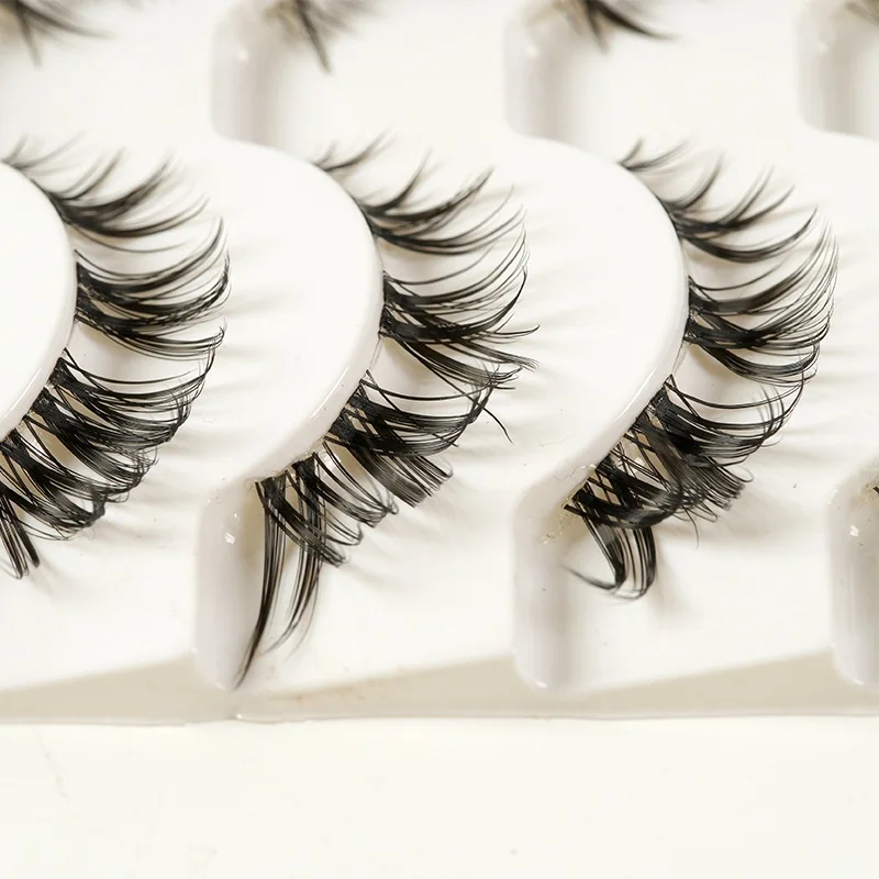 NEW 5Pairs Mink Eyelashes Clear Band EyeLashes Crisscross Transparent Band False Eyelashes Handmade Dramatic Lashes Upper Lash