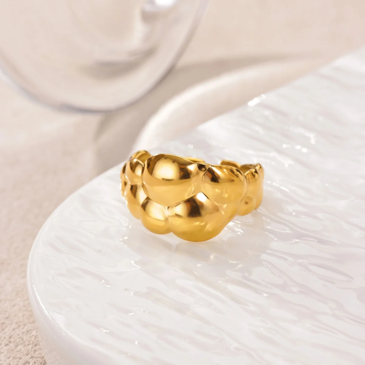 Wunderschöne Ringe mit unterschiedlich breiten Wolkenmuster-Designs, anlaufbeständig, 18K vergoldeter Edelstahl, für Damen, Schmuckgeschenk 2026 – Detail 1