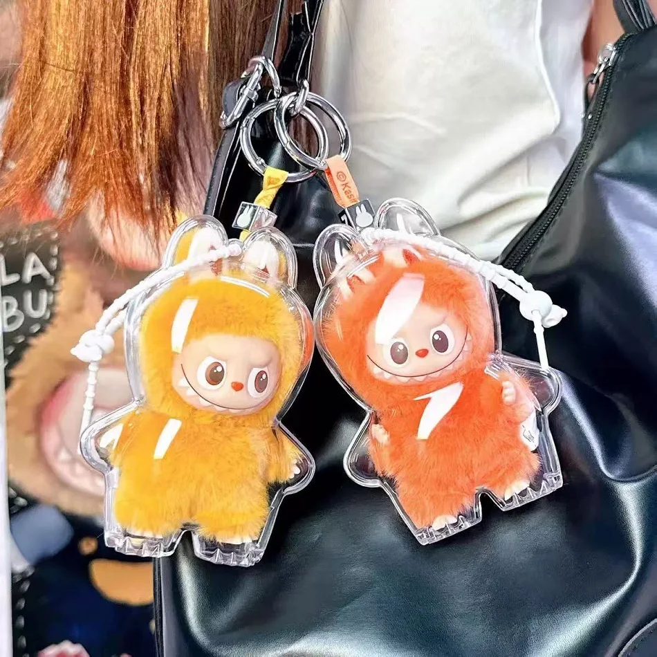 For Labubu Transparent Protective Cover Monster Labubu V4 PIN FOR LOVE Series Transparent Protective Shell Toy Storage Case