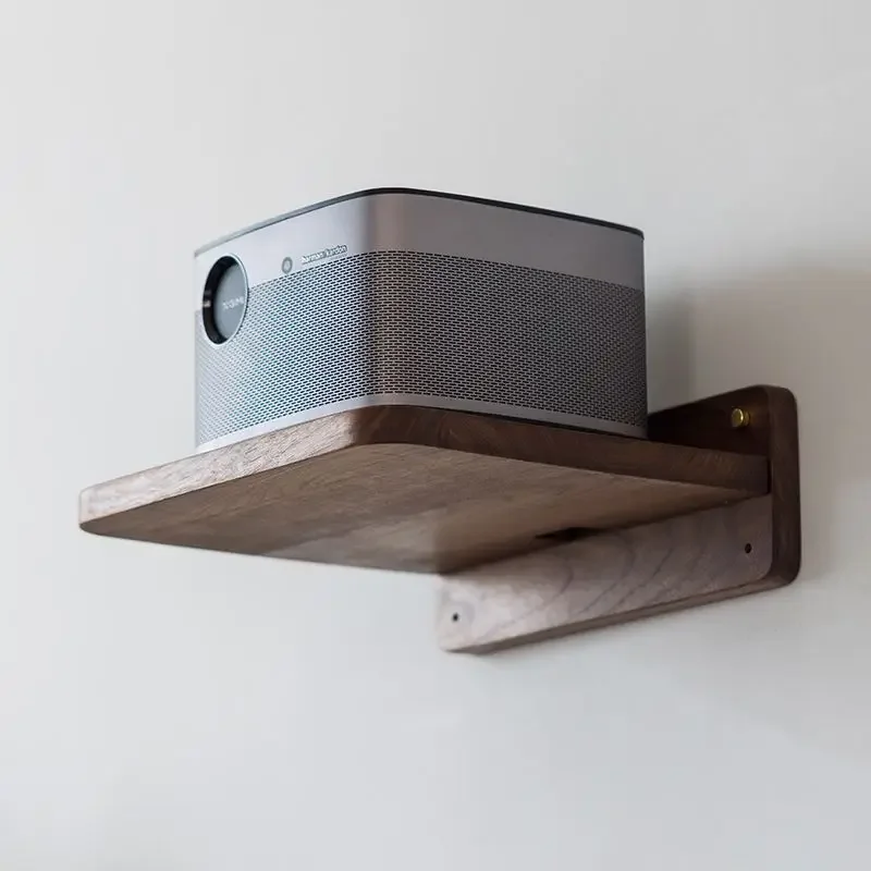 North America Black Walnut Wood Projector Stand Wall Mounted Shelf Sound Router Fixed Bracket Home Furniture Display Rack