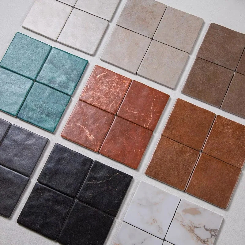 Retro imitation stone pattern small square brick 100x100 kitchen bathroom floor tile, homestay entrance cafe bar wall tile