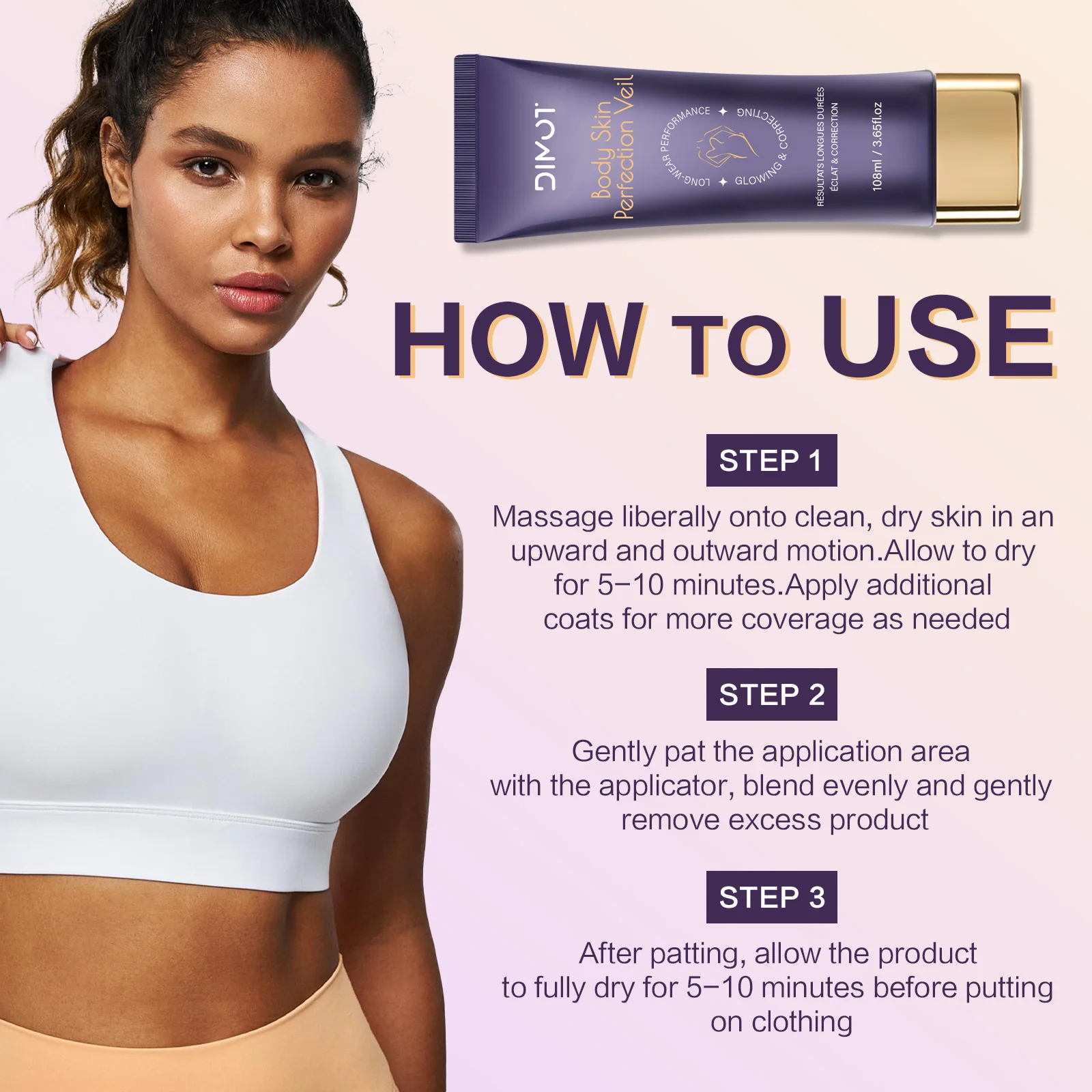 Dimot corretivo corpo tatuagem profunda mancha escura alta cobertura à prova dsweatágua à prova de suor natural traceless cobertura conjunto maquiagem 108ml