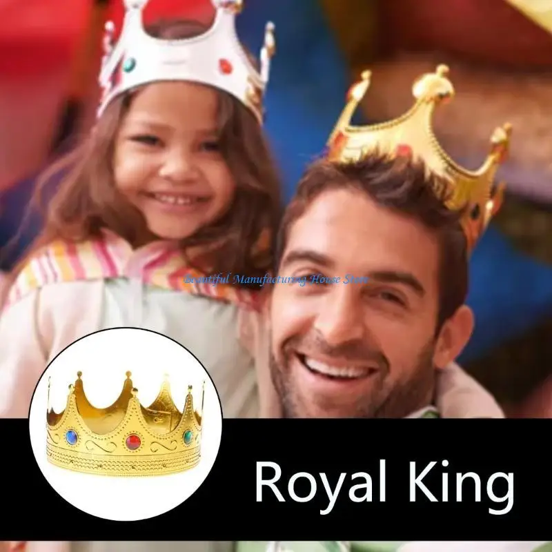 

E56A Princed Golden King Crown Birthday Crown Hat Princed Dressing Up Set Party Accessory Princed Headwear Photo Props