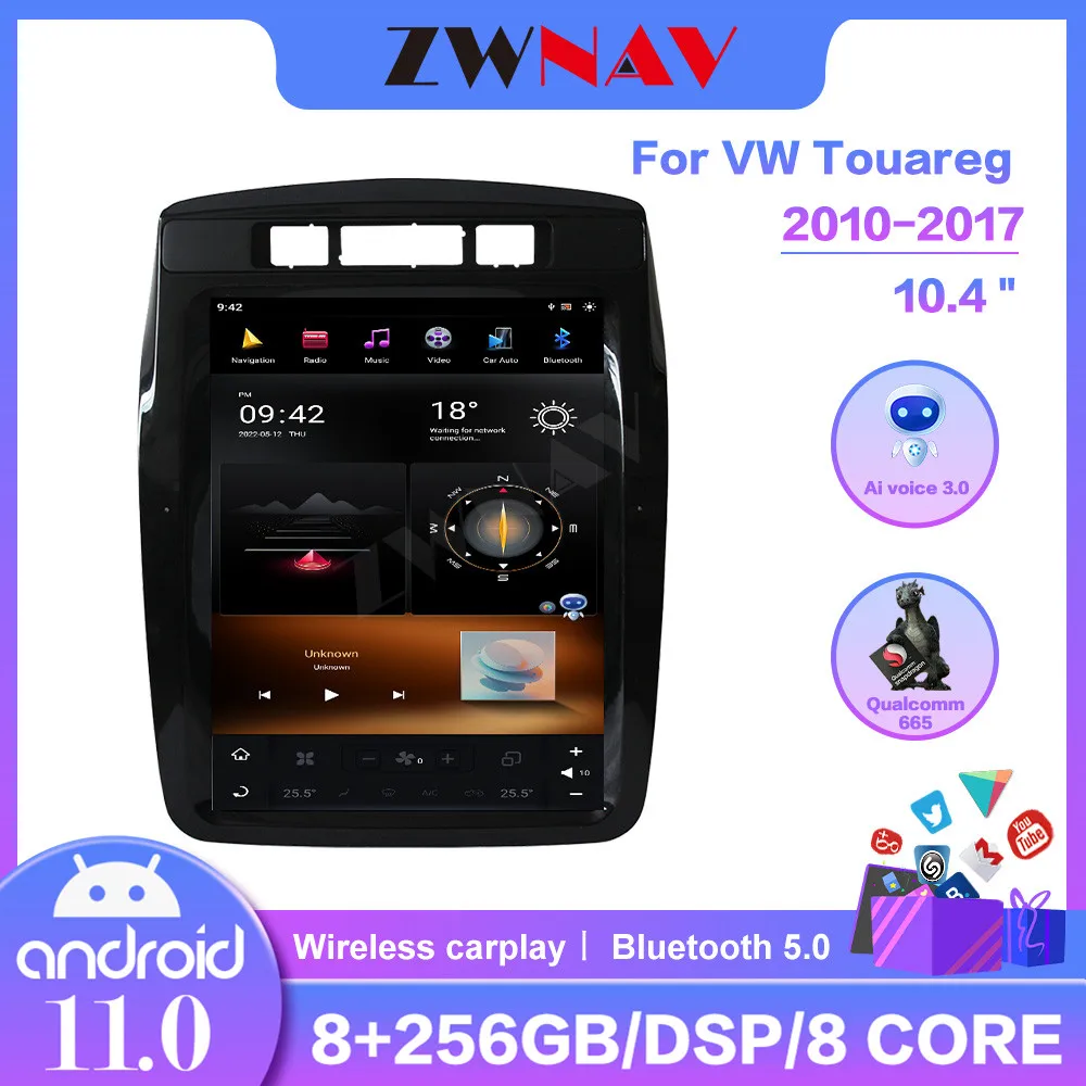 Android 11 128G Vertical Touch Screen Car GPS Navigation For Volkswagen Touareg 2010-2017 Auto Radio Head Unit Multimedia Player