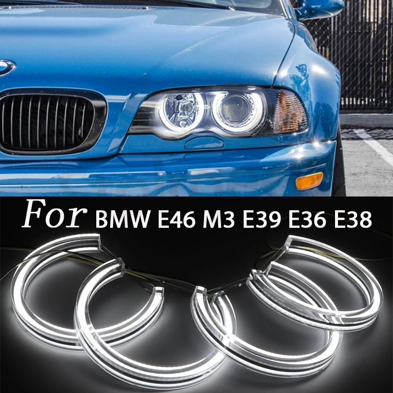 

E46 DTM LED Angel Eyes For BMW e46 m3 E39 E36 E38 halogen Xenon Headlight Crystal Switchback Lights Accessories Tuning DIY